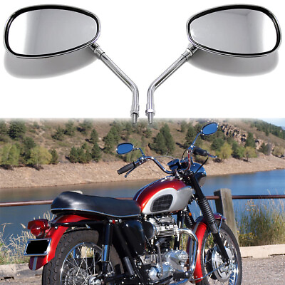 #ad Pair Motorcycle Chrome Oval Rear View Mirror For Triumph Bonneville 650 750 TSS $25.11