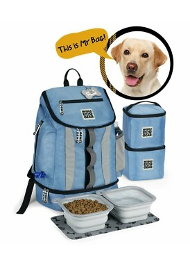 #ad New Mobile Dog Gear Backpack Supply Bag For Walks Hiking Camping Pets Gift Blue $35.90