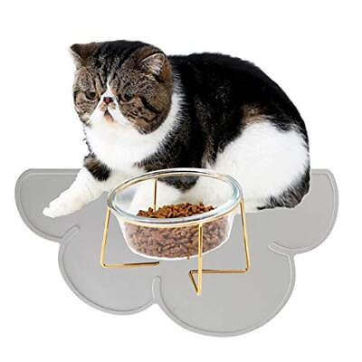 #ad Glass Raised Cat Bowls or Small Dog Dishes with Gold Metal Stand 33.5 Ounces ... $30.52