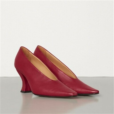 #ad New Trendy Women Square Toe V cut Style Office Work OL Kitten Heel Shoes Pumps L $69.99