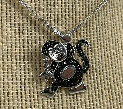 #ad TGGC Ladies Square Chain 925 Sterling Silver Monkey Ape Pendant Jewelry Necklace $29.99