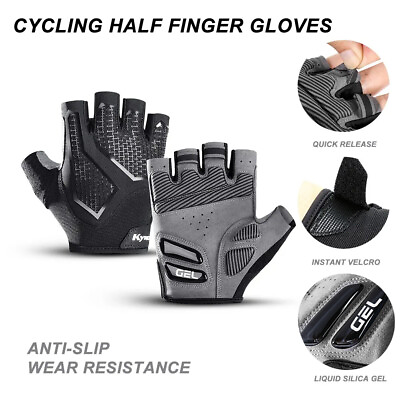 #ad Cycling Half Finger Gloves Road Anti Slip Silicone Gel Shock Proof Bicycle Glove $10.99