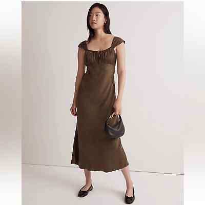 #ad Madewell Square Neck Midi Dress Olive Green Size 0 NO103 New $60.00
