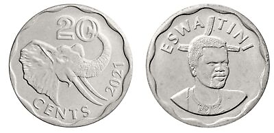 #ad Eswatini 20 Cents 2021 KM #70 Mint $1.99