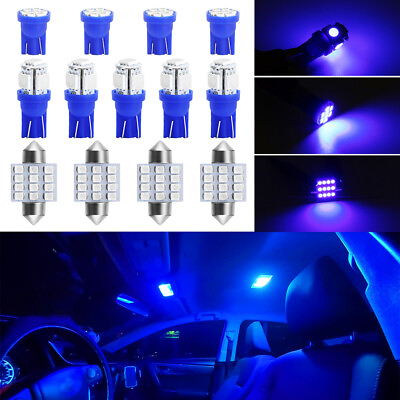 #ad 13Pcs LED Lights Interior Package Kit Ice Blue Dome Map License Plate Lamp Bulbs $7.47