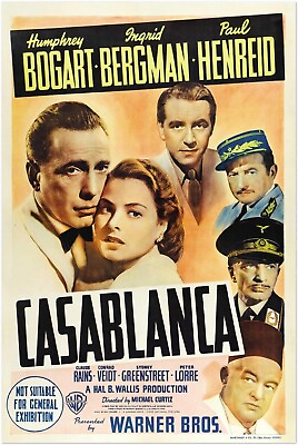#ad Casablanca Vintage Movie Poster Humphrey Bogart US Release #5 $10.99