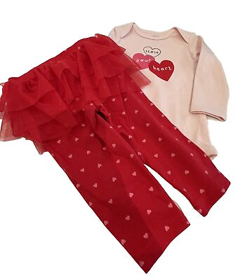 #ad CARTER#x27;S 2 PIECE PANT SET GIRLS Pink And Red NWT Stole Your Hearts. 9 Mos. $12.99