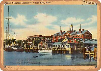 #ad Metal Sign Massachusetts Postcard Marine Biological Laboratory Woods Hole $18.66
