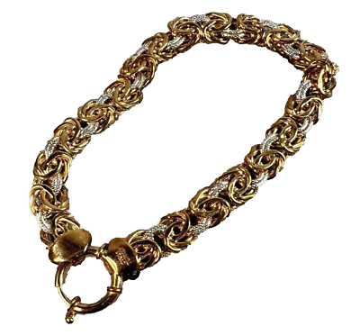 #ad Sterling Silver OT TURKEY Byzantine Chain 8quot; Gold Bracelet 9.89g $44.79