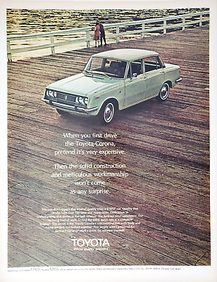 #ad PRINT AD 1970 Toyota Corona 4 Door Sedan Hardtop 10.5x13 Boardwalk Pier View $15.51