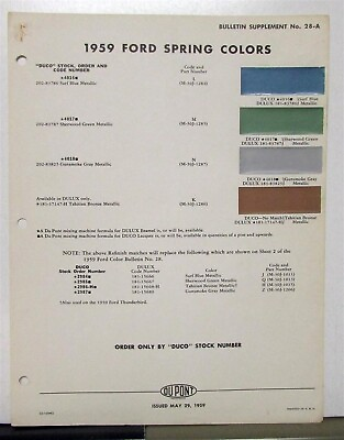 #ad 1959 Ford Spring Colors Paint Chips $12.70