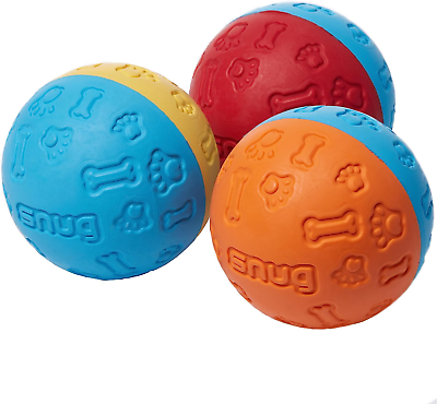 #ad Snug Rubber Dog Balls for Small and Medium Dogs Tennis Ball Size 3 Pack $21.99