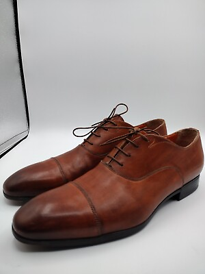 #ad Santoni Salem Oxford Brown Leather Shoes Mens 11 D 392055 2 $89.80