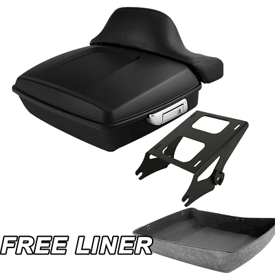#ad Chopped Matte Black Pack Trunk amp;Backrest Fit For Harley Tour Pak Touring 14 23 $289.50