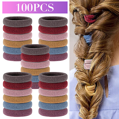 #ad 100 Pcs Women Girls Hair Band Ties Rope Ring Elastic Hairband Ponytail Holder US $7.48