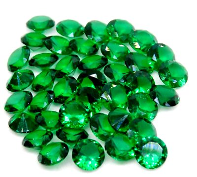 #ad 20 pcs Lot Green Emerald Round Cut 6X6 mm Loose Gemstone Certified $20.00
