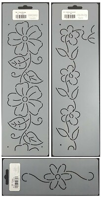 #ad 3 Quilting Stencils Floral Border Flower Quilt Pattern Continuous Line Template $11.99