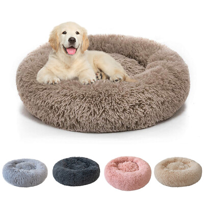 Donut Plush Pet Dog Cat Bed Fluffy Soft Warm Calming Bed Sleeping Kennel Nest $13.48