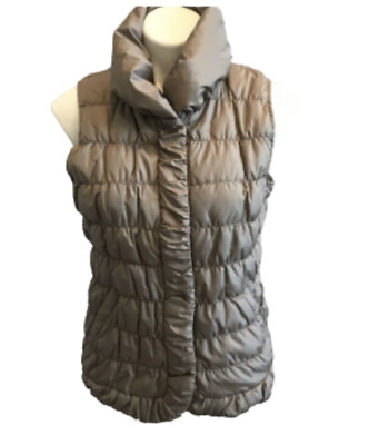 #ad Coldwater Creek Forever Cozy Vest SIZE SMALL 8 Khaki Front Zip Down NWT $79 $29.97
