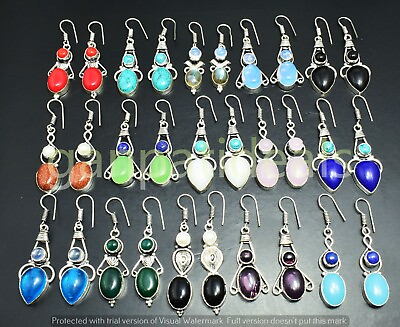 #ad 200prs Turquoise amp; Mix Gemstone Earrings Wholesale Lot 925 Silver Plated Jewelry $332.49