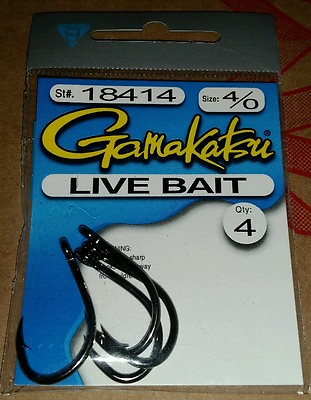#ad Gamakatsu 18414 Size 4 0 Live Bait Fishing Hooks Qty. 4 $3.50