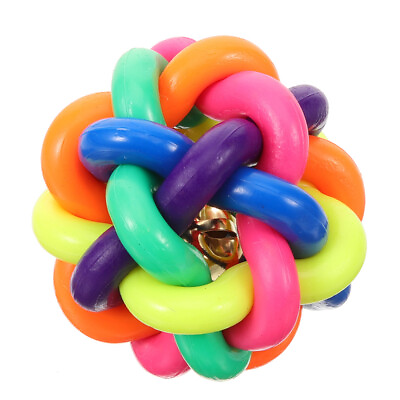 #ad Colorful Ball Cats Dog Toy with Bell Rubber Toy Dog Bite Resistant Toy $10.15