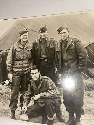 #ad Vintage Black amp; White Photo Handsome Soldiers Military Tent $10.80
