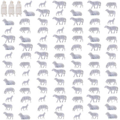 #ad AN8703B 100pcs HO Scale 1:87 UnPainted White Farm Animals Sheep Dog Shepherd $13.99