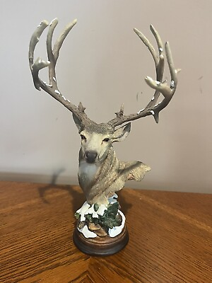 #ad MCS Desktop Male Deer Sculpture By Stephen Herrero titled “First Snow”. $65.00