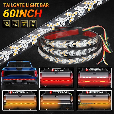 #ad 60quot; inch LED Truck Tailgate Light Bar Brake Reverse Turn Signal Stop Tail Strip $17.98