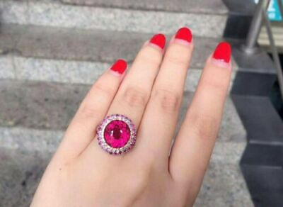 #ad Hot Round Shape 14.40 CT Pink Tourmaline Women#x27;s Engagement Ring In 935 Silver $149.27