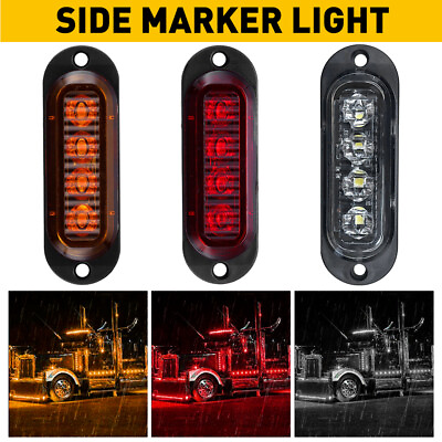 #ad 4LED Clearance Lights Side Marker Lamps White Amber Red Trailer Truck RV 12V 24V $27.49