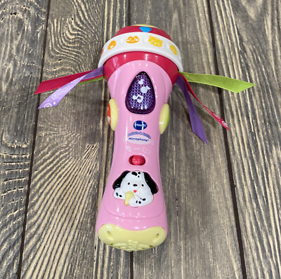 #ad VTech Babble And Rattle Pink Girls Ribbon Dog Microphone Toy Kids Toddler Baby $14.99