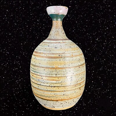 #ad Primitive Style Art Pottery Vase Hand Made 1970s Vintage Pottery Vase Signed $30.80