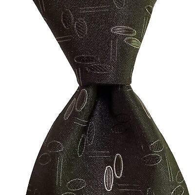 #ad RALPH DUDLEY Mens 100% Silk Necktie ITALY Designer Geometric Black Gray EUC Rare $31.99
