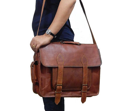 #ad Men#x27;s 18quot; Limited Laptop Briefcase Leather Vintage Soft Messenger Shoulder Bag $63.39