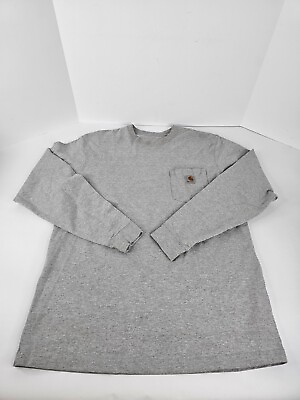 #ad Carhartt Men#x27;s Shirt Long Sleeve Gray Size Medium Original Fit Crew Neck $22.79