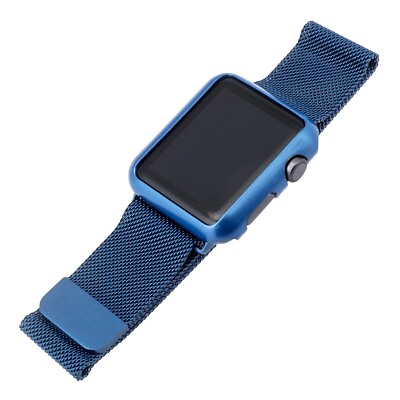 #ad WITHit 42MM Apple Watch Mesh Band And Cover Dark Blue Magnetic Closure $25.40