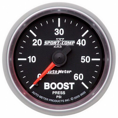 #ad AutoMeter Sport Comp II Boost Gauge Mechanical 52mm 0 60 PSI $144.01