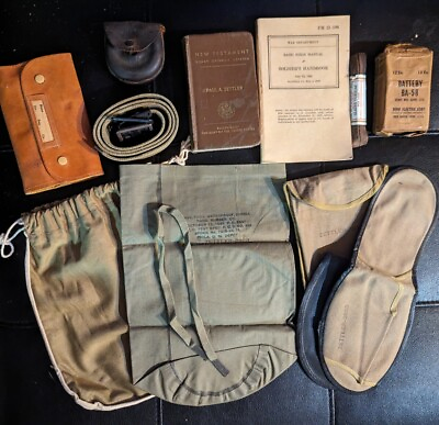 #ad WWII Army Ditty w Sewing Kit Shower Shoes Belts Waterproof Bag Bible More $150.00