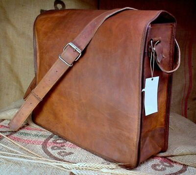 #ad New Men#x27;s Leather Bag Computer Messenger Laptop Shoulder Briefcase Handbag Brown $52.79