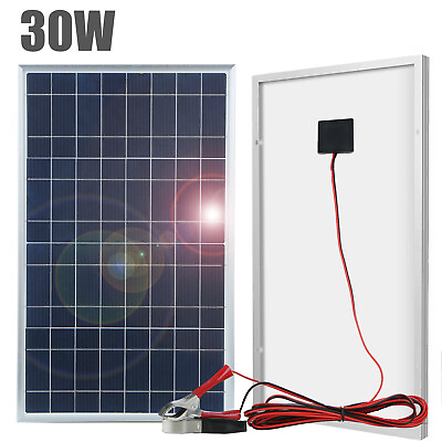 #ad 30W Monocrystalline Solar Panel PV Power 12V Home Roof RV w Alligator Clip G3R3 $21.99