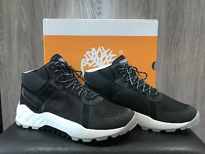 #ad Timberland Men#x27;s Size 12 Black Mesh Solar Wave Mid Hiker Sneakers NIB $53.99