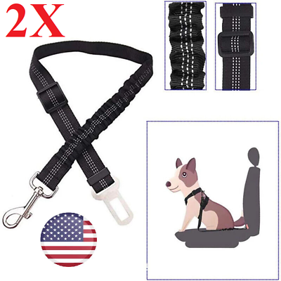 2 Pc SEATBELT LEASH Dog Pet Car Safety Belt Harness Collar Restraint Adjustable $7.95