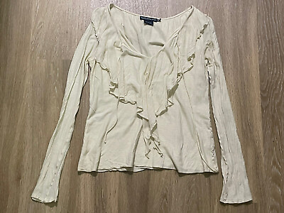 #ad Ralph Lauren Sport Beige Cotton Long Sleeve Blouse Size Medium $12.00