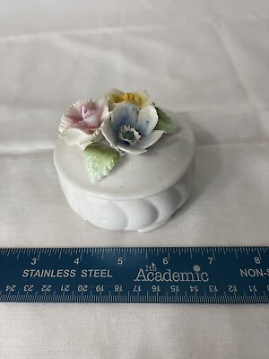 #ad Small Capodimonte Flower Trinket Box Chipped See Photos $27.99