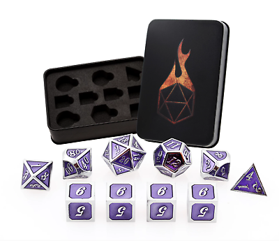 #ad Purple Guardian Metal 7 Dice Set Poly RPG DnD Dungeons Dragons d20 ADamp;D $44.95
