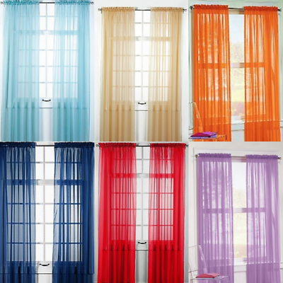 #ad #ad 2 Piece Sheer voile Window Elegance Curtains drape treatment 63 84 length $6.97