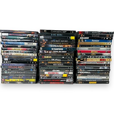 #ad Lot of 60 Action Drama Movies in Cases Assorted Films Wholesale Lot DVD $30.51