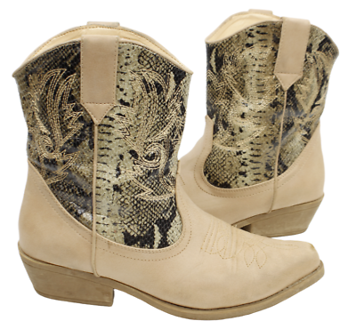 #ad Rampage Faux Leather Snake Pattern Ankle Western Booties Boots Women#x27;s 8 M $15.08